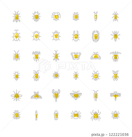 アウトラインミニ昆虫のイラストアイコンセット 122221036