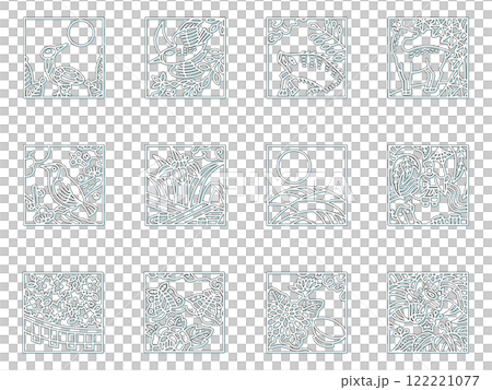 方形彩色陰影 hanafuda 圖示集 方形彩色陰影 hanafuda 圖示集 122221077