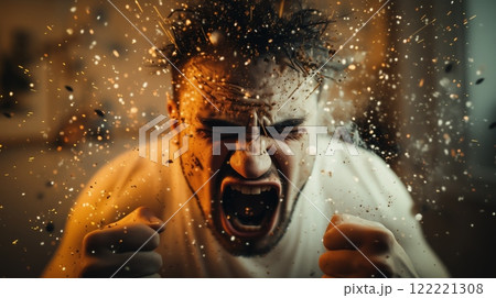 Intense expression of anger and frustration...のイラスト素材 [122221308] - PIXTA