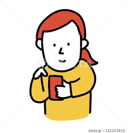 スマートフォンを使う女性のイラスト スマートフォンを使う女性のイラスト 122221418