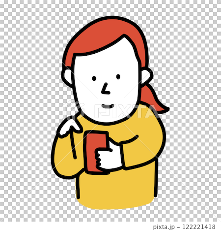 スマートフォンを使う女性のイラスト スマートフォンを使う女性のイラスト 122221418