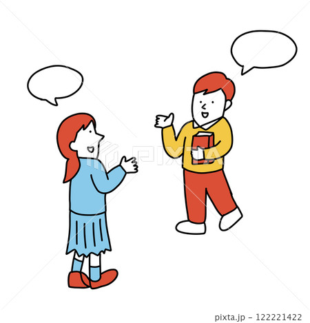 先生・講師・学生と話す制服を着た中学生・高校生のイラスト 122221422