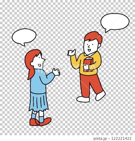 先生・講師・学生と話す制服を着た中学生・高校生のイラスト 122221422