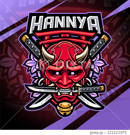 Hannya head esport mascot logo design 122221975