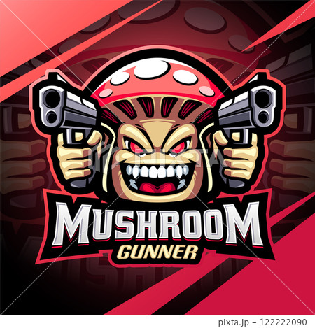 Mushroom gunner esport mascot logo design Mushroom gunner esport mascot logo design 122222090