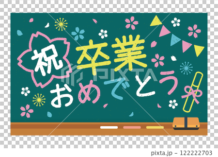 Chalkboard art material with a message to celebrate graduation 122222703