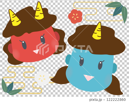 Setsubun motif of red and blue demons Setsubun motif of red and blue demons 122222860