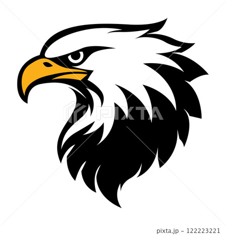 eagle head profile black white yellow  logo v1 122223221