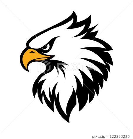 eagle head profile black white yellow  logo v6 122223226
