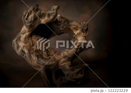 Wood sculpture showcasing intricate textures and natural forms Newborn backdrop 122223229