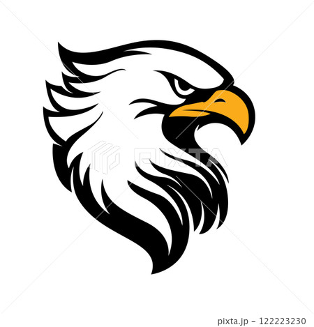 eagle head profile black white yellow  logo v10 122223230