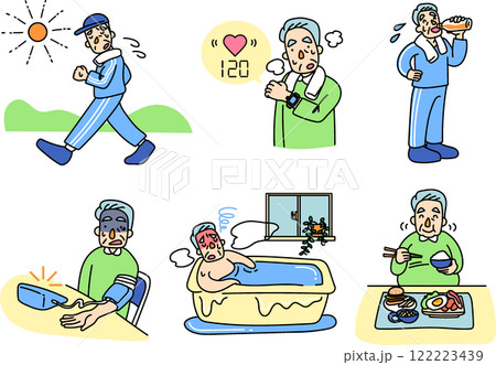 不健康に過ごすシニア男性セット 不健康に過ごすシニア男性セット 122223439
