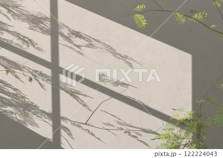 A concrete texture background that is great for use in various designs with a harmonious combination of warm sunlight and green leaves. 3d rendering. A concrete texture background that is great for use in various designs with a harmonious combination of warm sunlight and green leaves. 3d rendering. 122224043