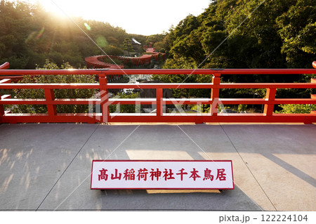 夕陽を受けた高山稲荷神社見晴らし台からの千本鳥居 夕陽を受けた高山稲荷神社見晴らし台からの千本鳥居 122224104