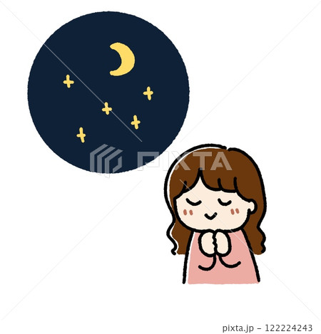 星を見ている女の子のかわいいイラスト 星を見ている女の子のかわいいイラスト 122224243