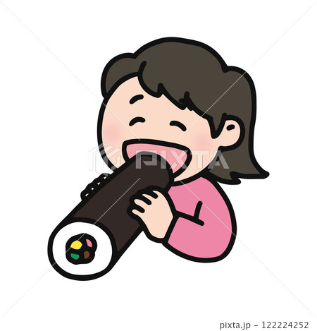 恵方巻きを食べる女性 122224252