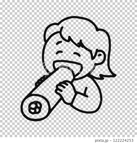 Woman eating ehomaki line drawing Woman eating ehomaki line drawing 122224253
