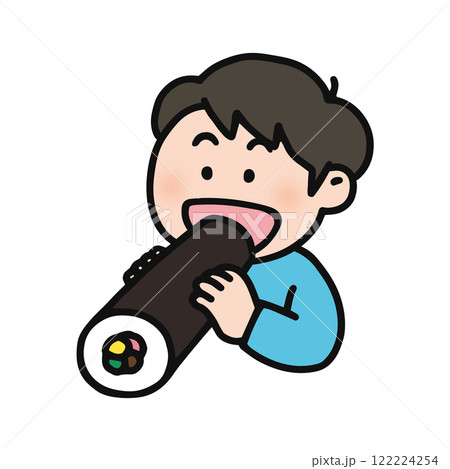 恵方巻きを食べる男性 122224254