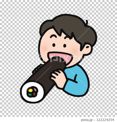 恵方巻きを食べる男性 122224254