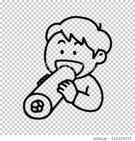 Man eating ehomaki line drawing Man eating ehomaki line drawing 122224255