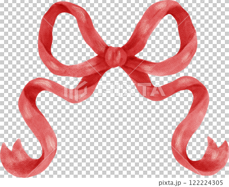 Retro Whimsical Ribbon Bow Red watercolor Wavy decorative 122224305