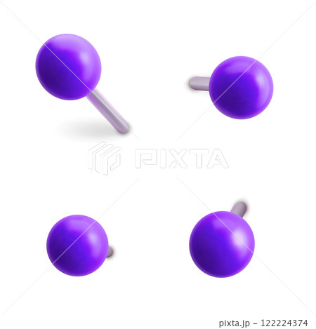 Set of Red Push Pins Mockup for Office and Design Vector 122224374