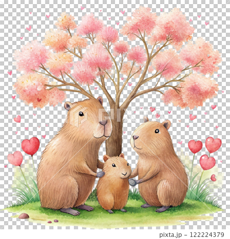 Capybara Valentine Day Clipart Watercolor  122224379
