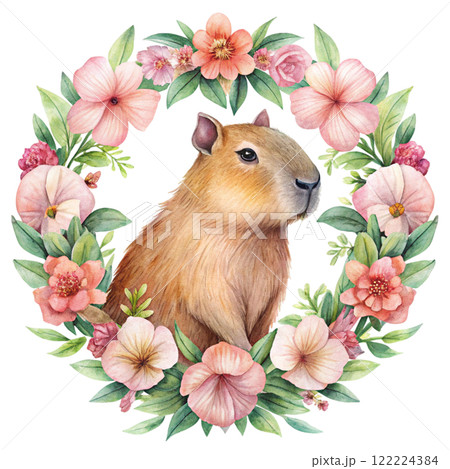 Capybara Valentine Day Clipart Watercolor  122224384
