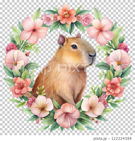 Capybara Valentine Day Clipart Watercolor  122224384