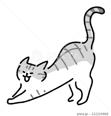 あくびをする猫の全身イラスト 122224808