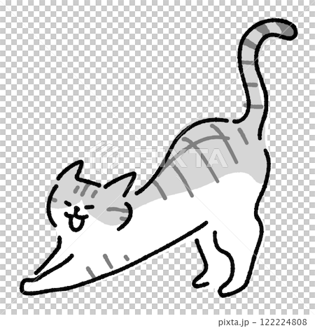 あくびをする猫の全身イラスト 122224808