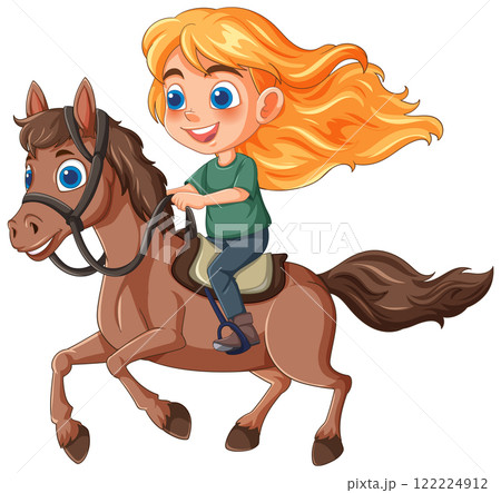 Joyful Ride on a Brown Horseのイラスト素材 [122224912] - PIXTA