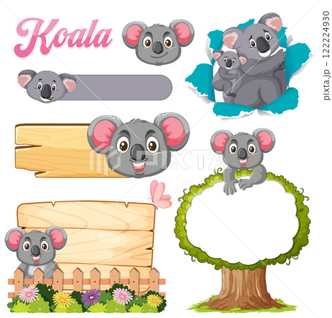 Cute Koala Vector Illustration Set Cute Koala Vector Illustration Set 122224930