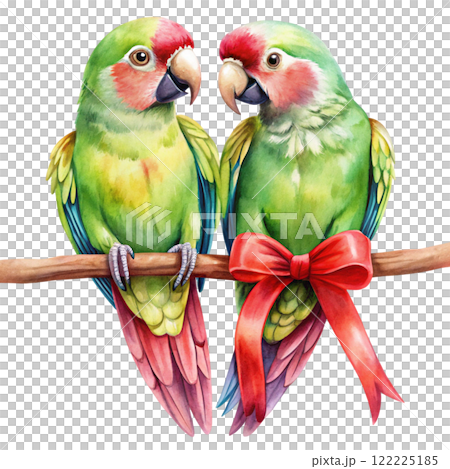 Cute parrot Flower Valentine Clipart Watercolor  122225185