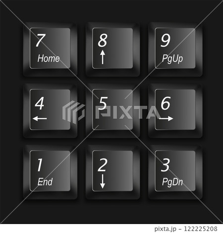 Black keypad on black background. 3d vector illustration 122225208