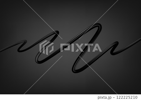 Black elegant ribbon on dark background. 3d vector illustration 122225210