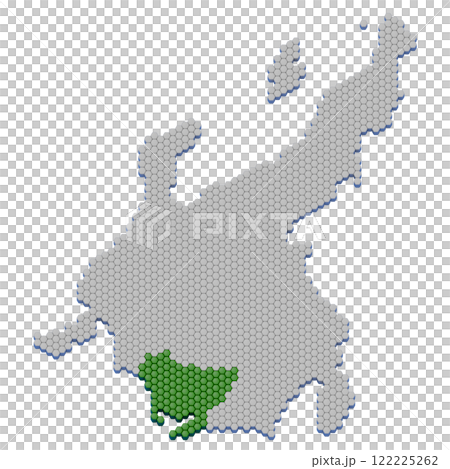 ハニカム構造状の愛知県の地図 122225262