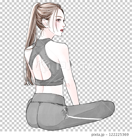 Woman wearing sportswear sitting Woman wearing sportswear sitting 122225369