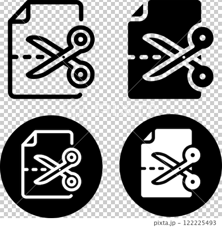 はさみと切り取り線　ファイル　アイコンセット 122225493