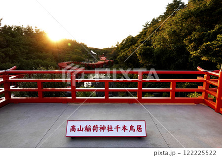 夕陽を受けた高山稲荷神社見晴らし台からの千本鳥居 夕陽を受けた高山稲荷神社見晴らし台からの千本鳥居 122225522
