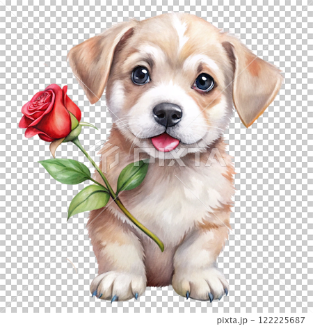 Dog in the world Rose Bow Clipart Watercolor  122225687