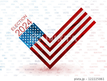 Bright red blue grunge check mark for the US presidential election 2024 122225861