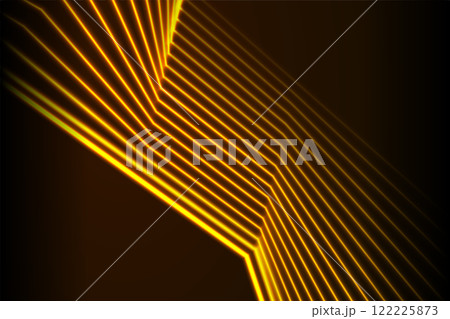 Bright orange neon laser curved lines technology background Bright orange neon laser curved lines technology background 122225873