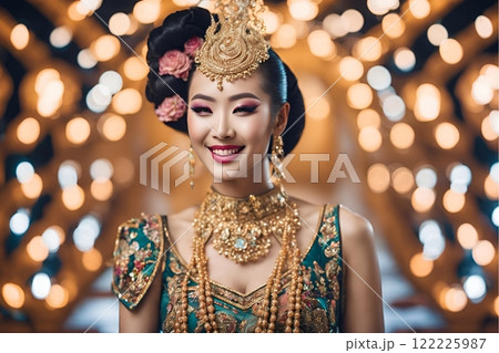 2100年未来トレンドを意識したアジア人ヘアメイクスタイル 美人女性像を生成AIで表現 122225987