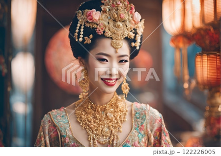 2100年未来トレンドを意識したアジア人ヘアメイクスタイル 美人女性像を生成AIで表現 122226005