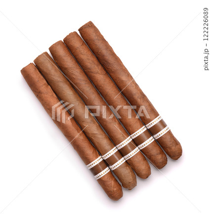 Top view of hand rolled cigars 122226089