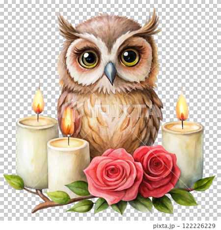Owls  Valentine's Day Clipart Watercolor  122226229