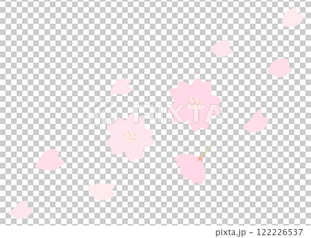桜の花と花びらの桜吹雪のイラスト素材03 122226537