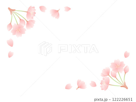 春の桜の花のフレームのベクターイラスト02 122226651