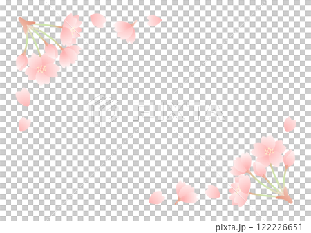 春の桜の花のフレームのベクターイラスト02 122226651